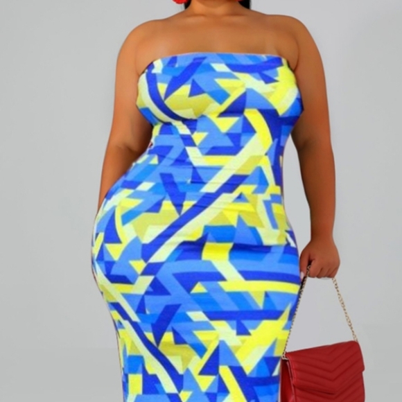 Dresses & Skirts - Off The Shoulder Geometric Printed